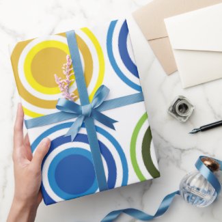 Colorful Concentric Circles Birthday Wrapping Paper