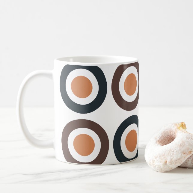 Colorful Concentric Circles  Coffee Mug (With Donut)