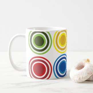 Colorful Concentric Circles Geometric Coffee Mug