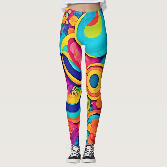  Colorful Concentric Patterns Leggings (Front)
