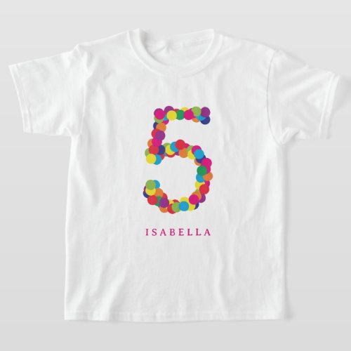 Colorful Confetti 5th Birthday Party  T_Shirt
