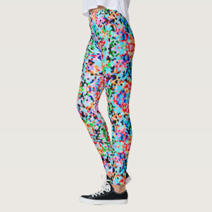 Colorful Confetti Abstract Mosaic Pattern Neck Tie Leggings