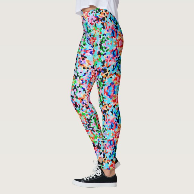 Colorful Confetti Abstract Mosaic Pattern Neck Tie Leggings (Left)