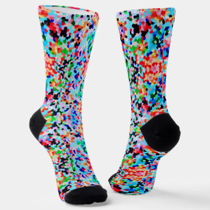 Colorful Confetti Abstract Mosaic Pattern Neck Tie Socks