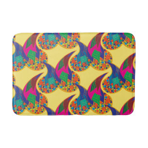 Colorful confetti abstract Paisley Rainbow drops Bathroom Mat