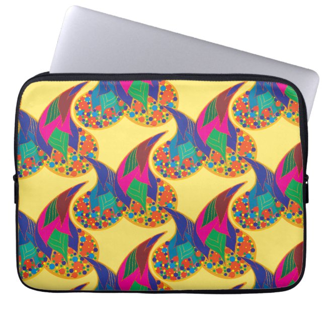 Colorful confetti abstract Paisley Rainbow drops Laptop Sleeve (Front)