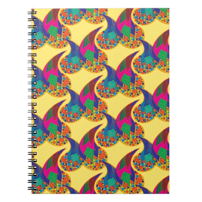 Colorful confetti abstract Paisley Rainbow drops Notebook (Front)