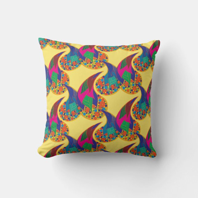 Colorful confetti abstract Paisley Rainbow drops Throw Pillow (Front)