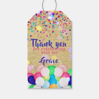 Colorful Confetti And Balloons Birthday Thank You
