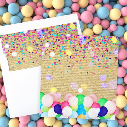 Colorful Confetti and Balloons Festive Birthday  Envelope Liner