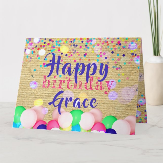 Colorful Confetti And Balloons Happy Birthday  Card (Front)