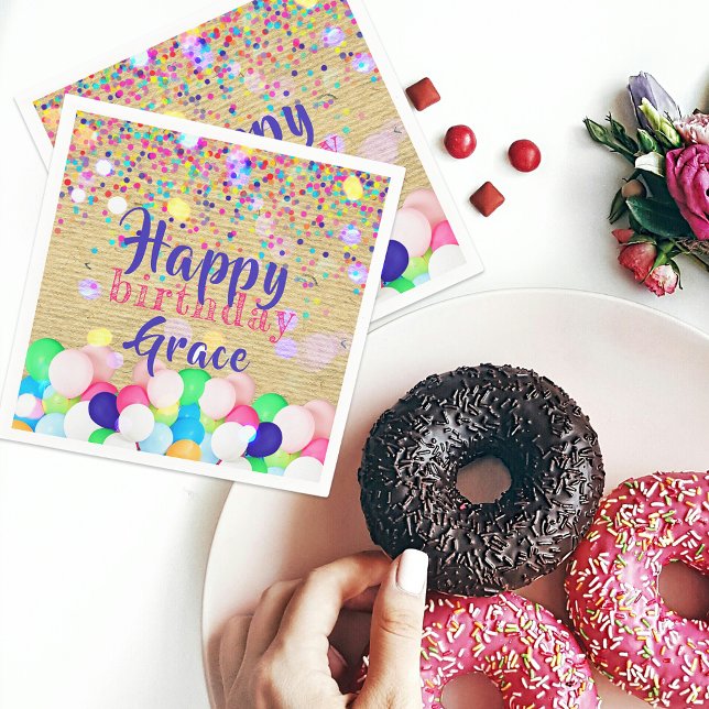 Colorful Confetti And Balloons Happy Birthday  Napkins (Creator Uploaded)