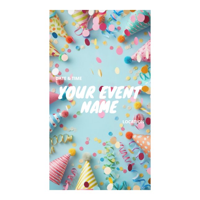 Colorful Confetti and Party Hats Festive Birthday Digital Templates (Front)