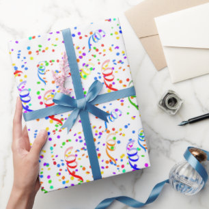Colorful Confetti and Streamers Pattern Wrapping Paper