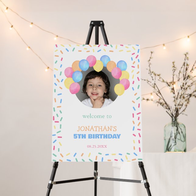 Colorful Confetti Balloon Arch Photo Birthday Foam Board (In Situ (Stand))