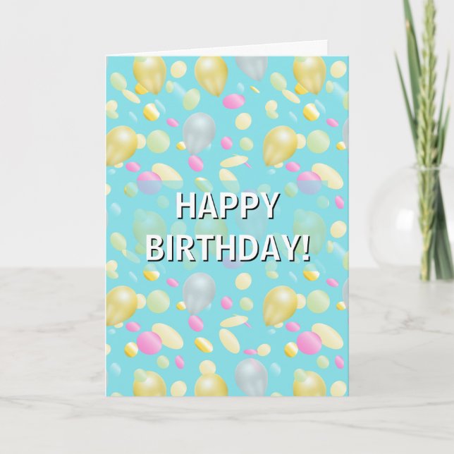 Colorful Confetti & Balloons Birthday Card (Front)