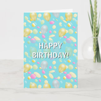 Colorful Confetti & Balloons Birthday Card