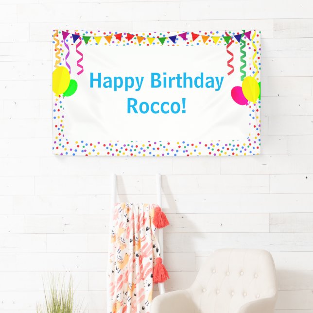 Colorful Confetti & Balloons Kids Happy Birthday  Banner (Insitu)