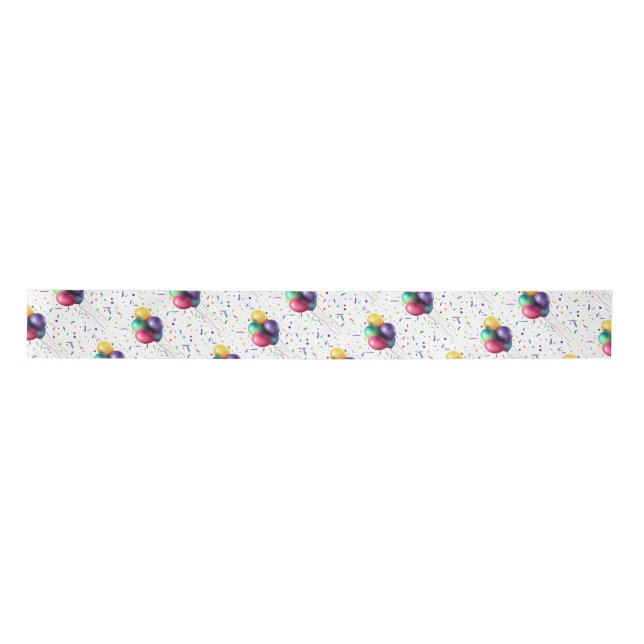 Colorful Confetti & Balloons Satin Ribbon (Front)
