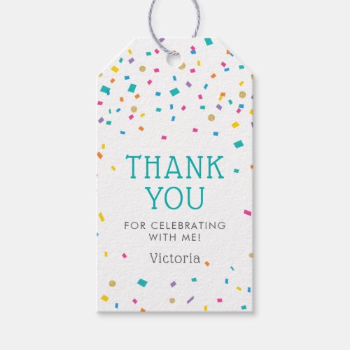 Colorful Confetti Birthday Celebration Thank You Gift Tags