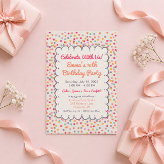 Colorful Confetti Birthday Invitation