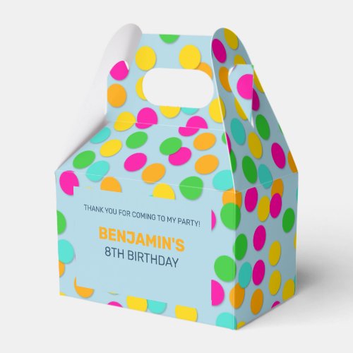 Colorful Confetti Birthday Party Blue Favor Boxes
