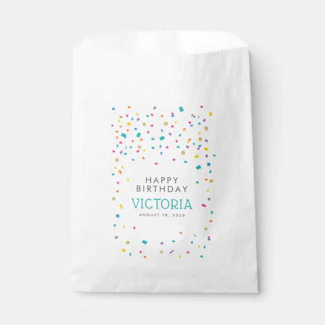 Colorful Confetti Birthday Party Favors Favor Bag | Zazzle
