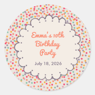 Colorful Confetti Birthday Round Sticker