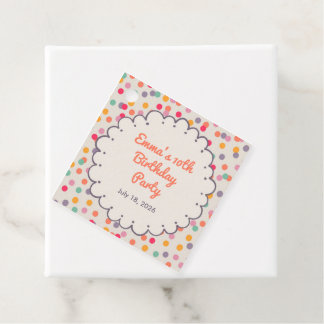 Colorful Confetti Birthday Square Favor Tag