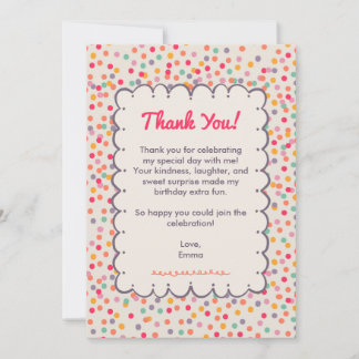 Colorful Confetti Birthday Thank You Card