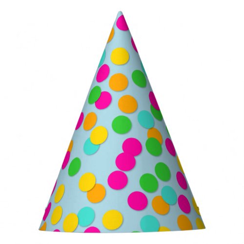 Colorful Confetti Blue Birthday Party Hat