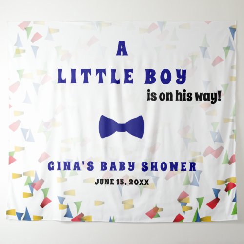 Colorful Confetti Blue Bow Tie Baby Boy Shower Tapestry