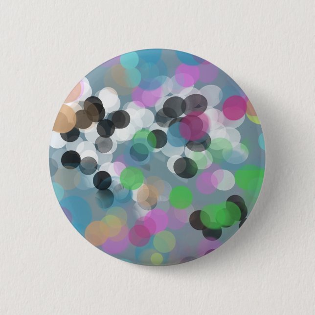 Colorful Confetti Bokeh Dots Button (Front)
