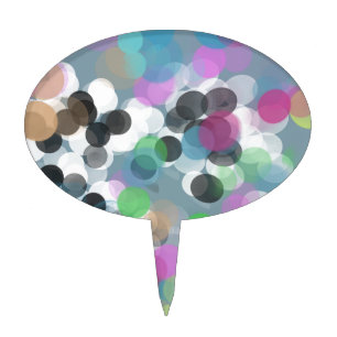 Colorful Confetti Bokeh Dots Cake Topper