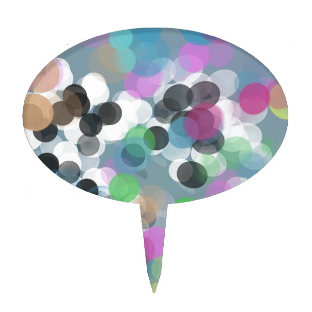 Colorful Confetti Bokeh Dots Cake Topper (Front)
