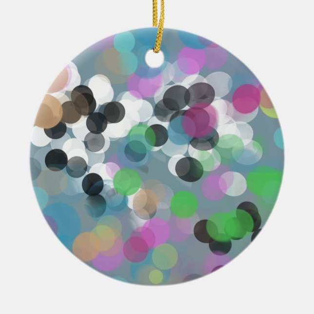 Colorful Confetti Bokeh Dots Ceramic Ornament (Front)