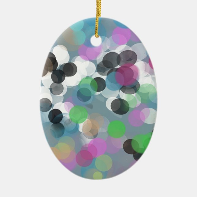 Colorful Confetti Bokeh Dots Ceramic Ornament (Front)