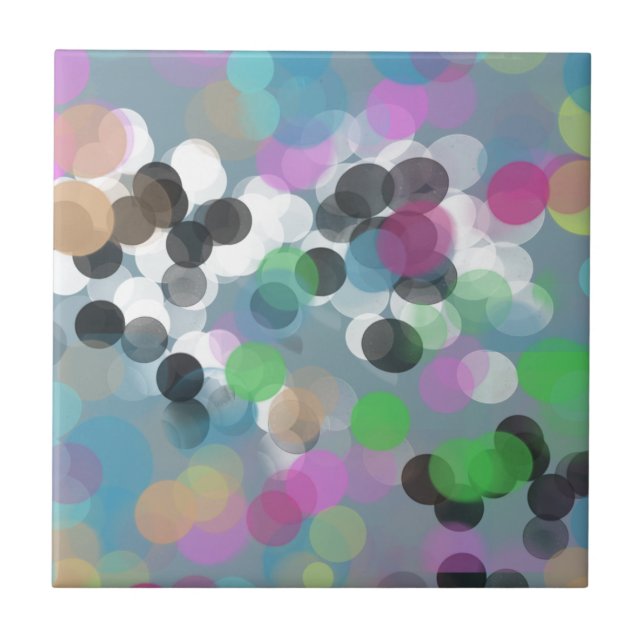 Colorful Confetti Bokeh Dots Ceramic Tile (Front)