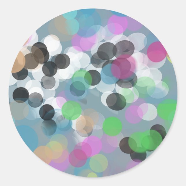 Colorful Confetti Bokeh Dots Classic Round Sticker (Front)