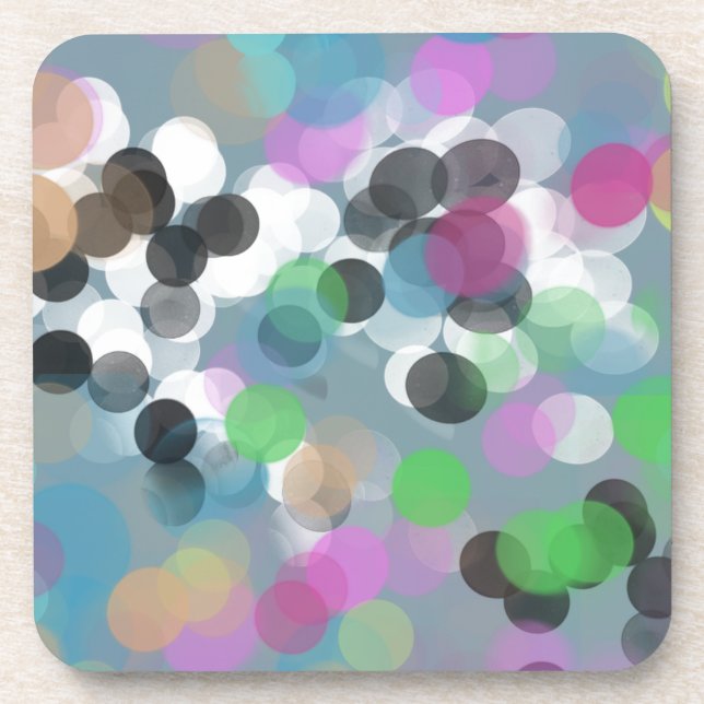 Colorful Confetti Bokeh Dots Coaster (Front)