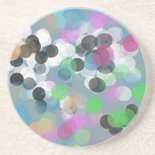 Colorful Confetti Bokeh Dots Drink Coaster (Front)