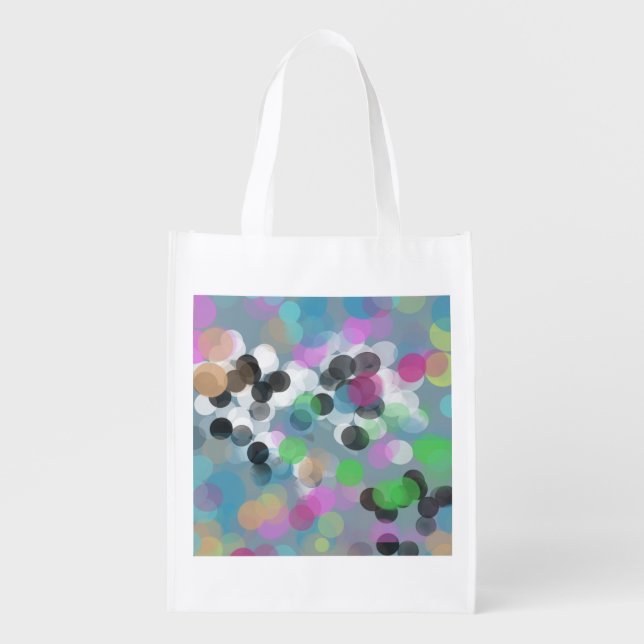 Colorful Confetti Bokeh Dots Grocery Bag (Front)