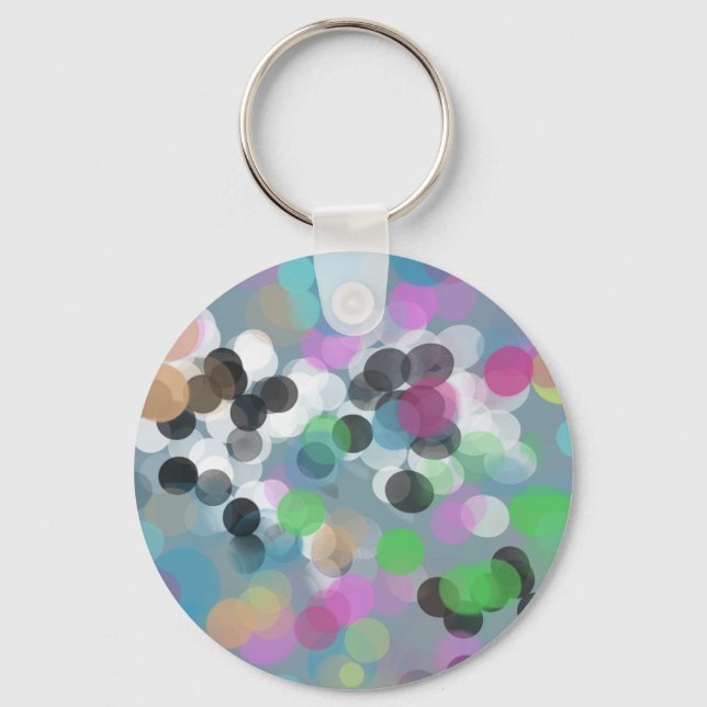 Colorful Confetti Bokeh Dots Keychain (Front)