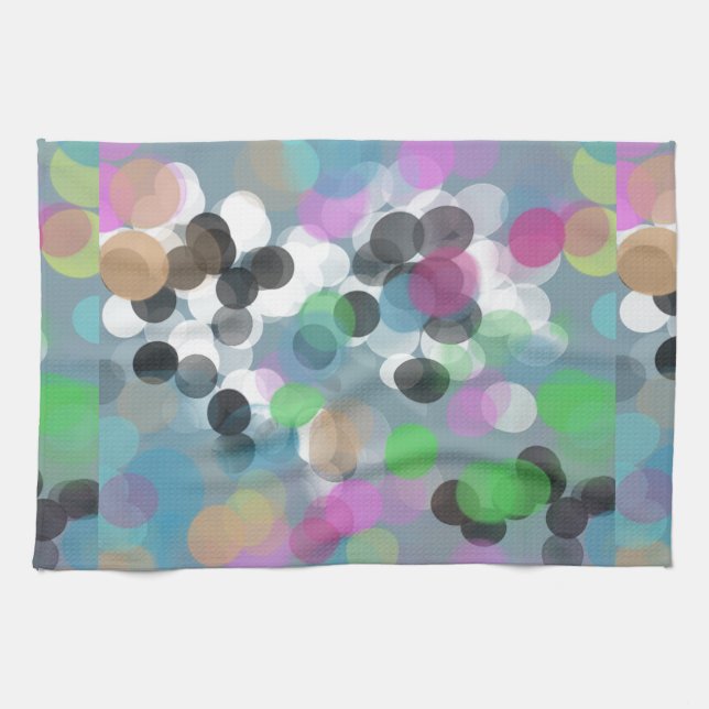Colorful Confetti Bokeh Dots Kitchen Towel (Horizontal)