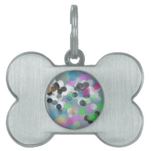 Colorful Confetti Bokeh Dots Pet Name Tag