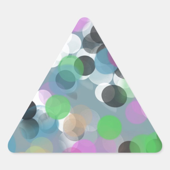 Colorful Confetti Bokeh Dots Triangle Sticker (Front)