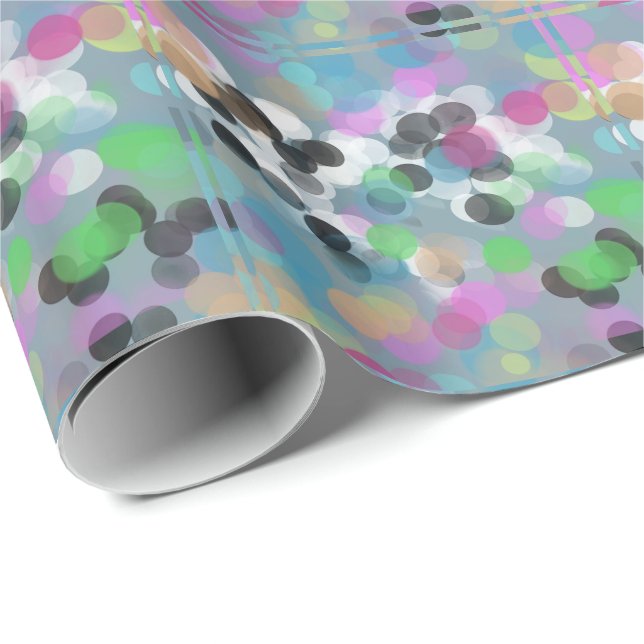 Colorful Confetti Bokeh Dots Wrapping Paper (Roll Corner)