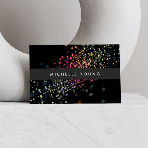 Customizable COOL &amp; UNIQUE BLACK CONFETTI BUSINESS CARDS