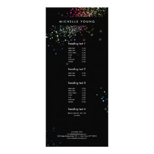 Colorful Confetti Bokeh on Black Modern II Rack Card