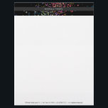 Colorful Confetti Bokeh on Black Modern Letterhead<br><div class="desc">Coordinates with the Colorful Confetti Bokeh on Black Modern Business Card by 1201AM. A rainbow-hued splash of colorful confetti dots create an intriguing backdrop on the header of this modern letterhead template. Your name or business name is simply styled in the center on a charcoal gray/black strip for a contrasting...</div>
